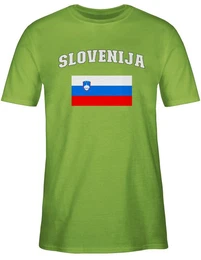 T-Shirt Slovenija Schriftzug mit Flagge, Slowenien, Slovenia 2024 Fussball EM Fanartikel