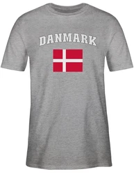 Shirtracer T-Shirt Danmark Schriftzug mit Flagge 2024 Fußball EM Fanartikel 2026