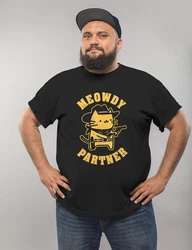 MoonWorks Herren T-Shirt Meowdy Partner Meme Cowboy Katze Braun/Gelb/Weiß/Grau/Lila/Rot