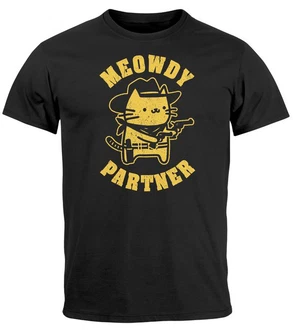 MoonWorks Herren T-Shirt Meowdy Partner Meme Cowboy Katze Braun/Gelb/Weiß/Grau/Lila/Rot MoonWorks Herren T-Shirt Meowdy Partner Meme Cowboy Katze Braun/Gelb/Weiß/Grau/Lila/Rot