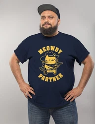 MoonWorks Herren T-Shirt Meowdy Partner Meme Cowboy Katze Dunkelblau/Rot/Blau/Weiß/Lila/Braun/Gelb