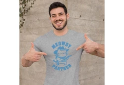 MoonWorks Herren T-Shirt Meowdy Partner Meme Cowboy Katze Hellblau/Weiß/Grau/Blau/Rot
