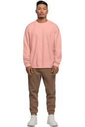 Longsleeve Oversize Langarm Shirt 23RS042 Old Pink XL mit Stitching auf der Brust