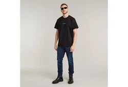 G-STAR T-Shirt CENTER CHEST LOGO Schwarz/Dunkelrot/Braun