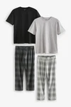Next Pyjama Jerseypyjamas im 2er-Pack Grau/Dunkelgrau/Schwarz/Hellgrau