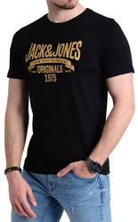 Jack & Jones Print Shirt Logo T-Shirt Dunkelblau/Schwarz