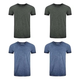 T-Shirt Herren Basic Shirt RIVMatteo Regular Fit (4-tlg) Kurzarm Tee Shirt mit Rundhalsausschnitt aus 100% Baumwolle