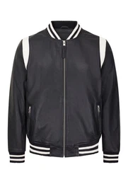 Lederjacke Teddy Bomber Lite Superweiches Leder,Gerippter Bomberkragen,Bikersteppung