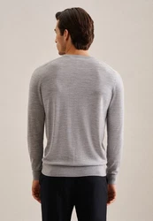 seidensticker Strickpullover V-Neck Grau/Hellgrau