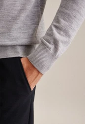 seidensticker Strickpullover V-Neck Grau/Hellgrau