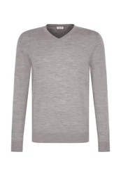 seidensticker Strickpullover V-Neck Grau/Hellgrau