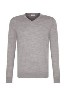 seidensticker Strickpullover V-Neck Grau/Hellgrau