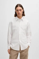 BOSS ORANGE Langarmhemd Relegant mit BOSS Stickerei Grau/Weiß/Creme