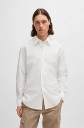 BOSS ORANGE Langarmhemd Relegant mit BOSS Stickerei Grau/Weiß/Creme