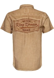 KingKerosin Kurzarmhemd Motor Service Workwear Style Braun/Beige/Khaki