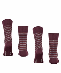 Esprit Socken Piqu Stripe 2-Pack Dunkelrot/Lila/Bordeaux