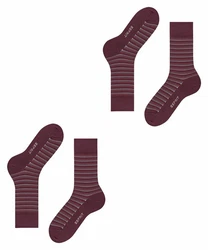 Esprit Socken Piqu Stripe 2-Pack Dunkelrot/Lila/Bordeaux