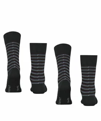 Esprit Socken Piqu Stripe 2-Pack Schwarz