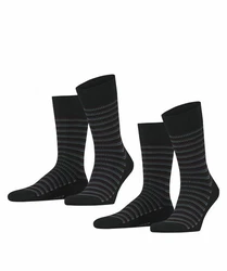Esprit Socken Piqu Stripe 2-Pack Schwarz