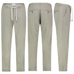 Eight2Nine Chinos Herren Leinen Hose Khaki