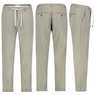 Eight2Nine Chinos Herren Leinen Hose Khaki