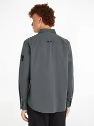 Calvin Klein Jeans Langarmhemd Monologo Badge Relaxed Shirt Hellgrau/Dunkelgrau/Grau/Dunkelgrün