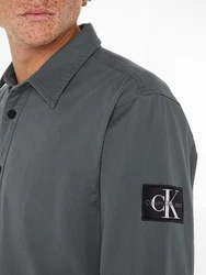 Calvin Klein Jeans Langarmhemd Monologo Badge Relaxed Shirt Hellgrau/Dunkelgrau/Grau/Dunkelgrün
