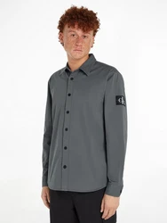 Calvin Klein Jeans Langarmhemd Monologo Badge Relaxed Shirt Hellgrau/Dunkelgrau/Grau/Dunkelgrün