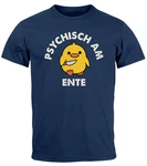 MoonWorks T-Shirt Psychisch am Ente Messer Witz Wortspiel Statement Blau/Dunkelblau