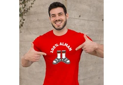 MoonWorks Print-Shirt Herren T-Shirt 100 Prozent Alman Meme Witz Deutscher Deutschland Rot