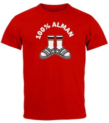 MoonWorks Print-Shirt Herren T-Shirt 100 Prozent Alman Meme Witz Deutscher Deutschland Rot