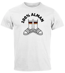 MoonWorks Print-Shirt Herren T-Shirt 100 Prozent Alman Meme Witz Deutscher Deutschland Grau/Braun/Weiß/Schwarz/Hellblau/Rot