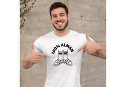 MoonWorks Print-Shirt Herren T-Shirt 100 Prozent Alman Meme Witz Deutscher Deutschland Grau/Braun/Weiß/Schwarz/Hellblau/Rot