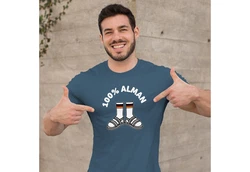 MoonWorks Print-Shirt Herren T-Shirt 100 Prozent Alman Meme Witz Deutscher Deutschland Blau/Hellblau