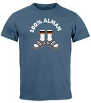 MoonWorks Print-Shirt Herren T-Shirt 100 Prozent Alman Meme Witz Deutscher Deutschland Blau/Hellblau