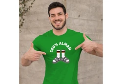 MoonWorks Print-Shirt Herren T-Shirt 100 Prozent Alman Meme Witz Deutscher Deutschland Grün/Neonfarben/Dunkelgrün
