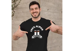 MoonWorks Print-Shirt Herren T-Shirt 100 Prozent Alman Meme Witz Deutscher Deutschland Schwarz/Rot