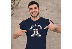 MoonWorks Print-Shirt Herren T-Shirt 100 Prozent Alman Meme Witz Deutscher Deutschland Blau