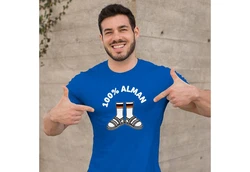 MoonWorks Print-Shirt Herren T-Shirt 100 Prozent Alman Meme Witz Deutscher Deutschland Blau/Hellblau
