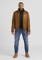 Milestone Lederjacke MSBender Braun/Beige