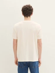 TOM TAILOR Denim T-Shirt mit Logo Print Khaki/Beige/Weiß