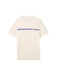TOM TAILOR Denim T-Shirt mit Logo Print Khaki/Beige/Weiß