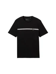 TOM TAILOR Denim T-Shirt mit Logo Print schwarz/weiß