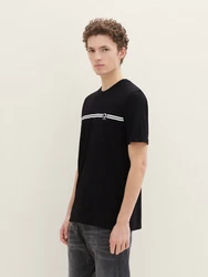 TOM TAILOR Denim T-Shirt mit Logo Print schwarz/weiß