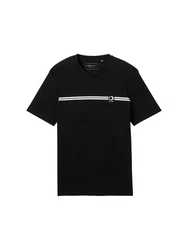 TOM TAILOR Denim T-Shirt mit Logo Print schwarz/weiß