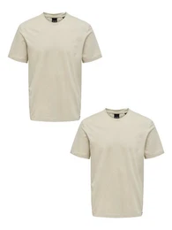 T-Shirt T-Shirt 2er-Set Rundhals Kurzarm (1-tlg) 7642 in Beige-2