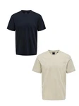 ONLY & SONS T-Shirt 2er-Set Rundhals Kurzarm (1-tlg) [7642] Dunkelblau/Beige (7642)