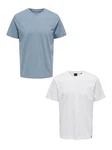 ONLY & SONS T-Shirt 2er-Set Rundhals Kurzarm (1-tlg) [7642] Weiß/Hellblau (7642)