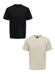 ONLY & SONS T-Shirt 2er-Set Rundhals Kurzarm (1-tlg) [7642] Schwarz/Beige (7642)