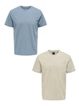 ONLY & SONS T-Shirt 2er-Set Rundhals Kurzarm (1-tlg) [7642] Blau/Braun (7642)